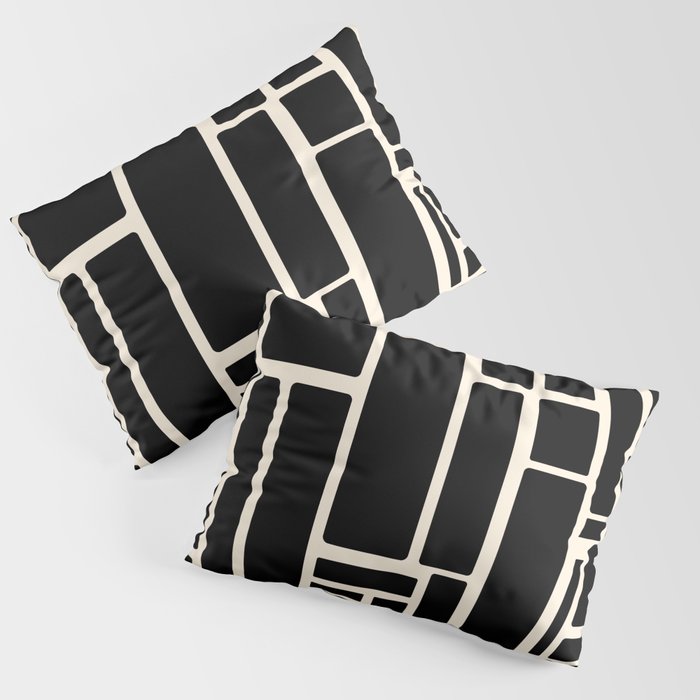 Modulus Minimalist Geometric Pattern in Black and Almond Cream Pillow Sham Gallery Image 1