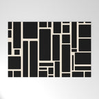 Modulus Minimalist Geometric Pattern in Black and Almond Cream Welcome Mat Gallery Image 1