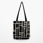 Modulus Minimalist Geometric Pattern in Black and Almond Cream Tote Bag Gallery Image 2