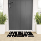 Modulus Minimalist Geometric Pattern in Black and Almond Cream Welcome Mat Gallery Image 3
