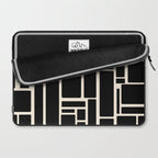 Modulus Minimalist Geometric Pattern in Black and Almond Cream Laptop Sleeve Gallery Image 2