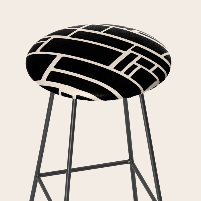 Modulus Minimalist Geometric Pattern in Black and Almond Cream Stool Gallery Image 2