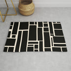 Modulus Minimalist Geometric Pattern in Black and Almond Cream Rug Gallery Image 1