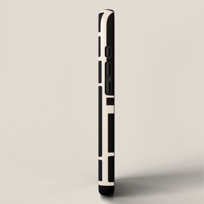 Modulus Minimalist Geometric Pattern in Black and Almond Cream iPhone Case Gallery Image 2