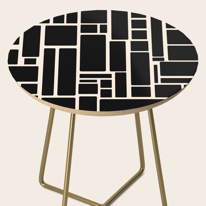 Modulus Minimalist Geometric Pattern in Black and Almond Cream Side Table Gallery Image 2