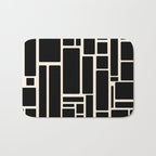 Modulus Minimalist Geometric Pattern in Black and Almond Cream Bath Mat Gallery Image 1