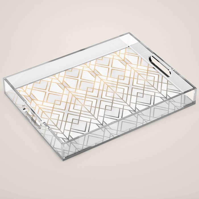 Gold And Grey Geo Acrylic Tray Gallery Image 1