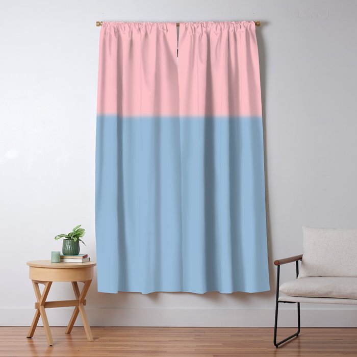 Light Blue and Baby Pink Soft Pastel Minimal Blurred Color Block Window Curtain Gallery Image 1