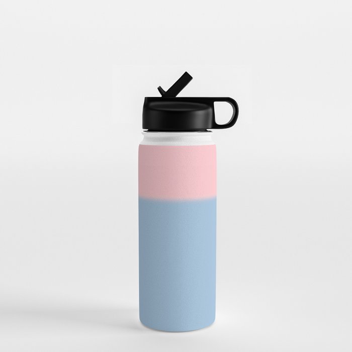 Light Blue and Baby Pink Soft Pastel Minimal Blurred Color Block Water Bottle Gallery Image 1