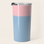 Light Blue and Baby Pink Soft Pastel Minimal Blurred Color Block Travel Mug Gallery Image 3