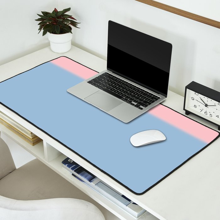 Light Blue and Baby Pink Soft Pastel Minimal Blurred Color Block Desk Mat Gallery Image 2