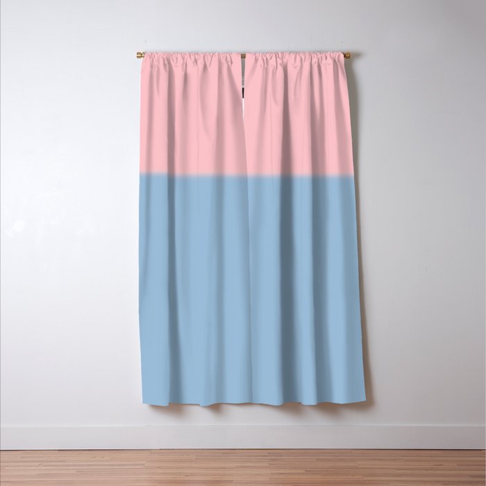 Light Blue and Baby Pink Soft Pastel Minimal Blurred Color Block Window Curtain Gallery Image 3