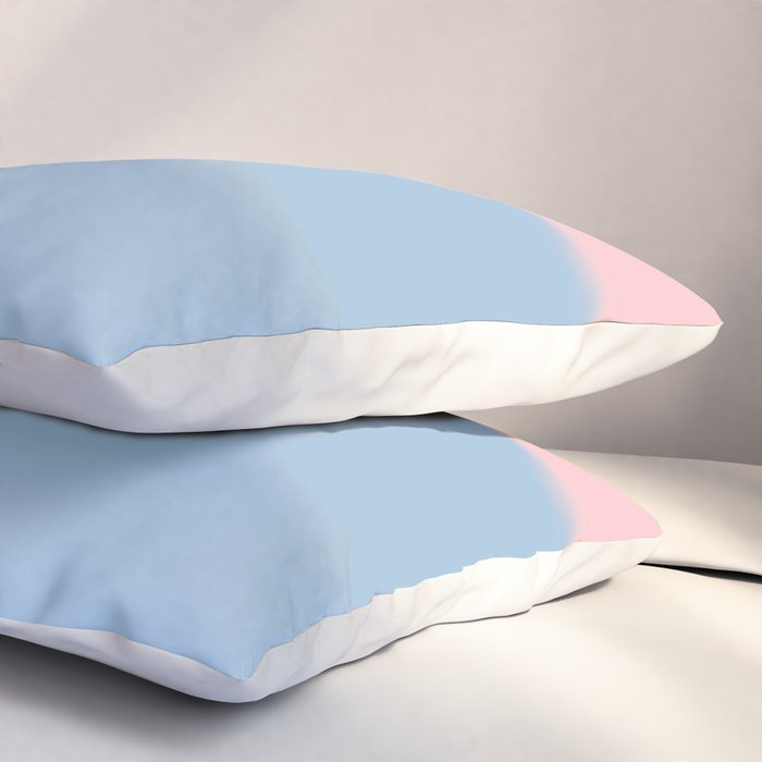 Light Blue and Baby Pink Soft Pastel Minimal Blurred Color Block Pillow Sham Gallery Image 3