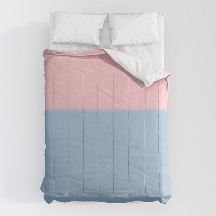 Light Blue and Baby Pink Soft Pastel Minimal Blurred Color Block Comforter Gallery Image 6