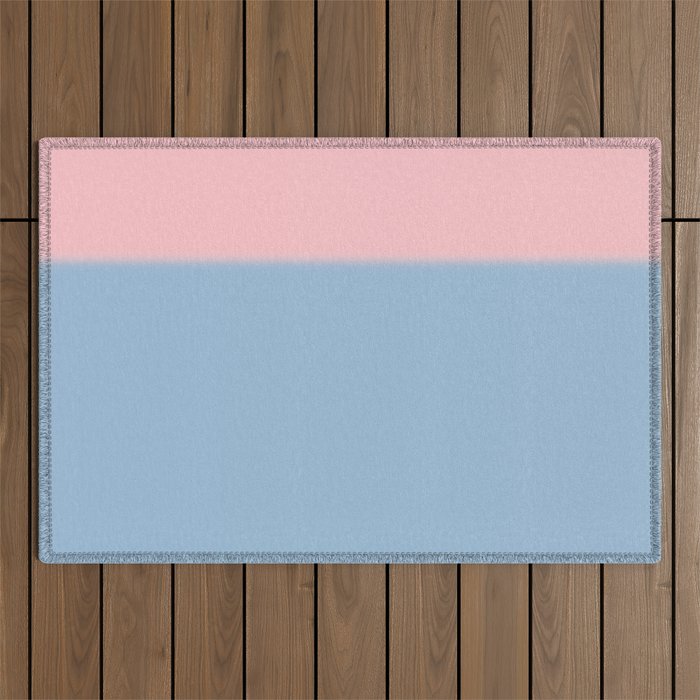 Light Blue and Baby Pink Soft Pastel Minimal Blurred Color Block Outdoor Rug Gallery Image 1