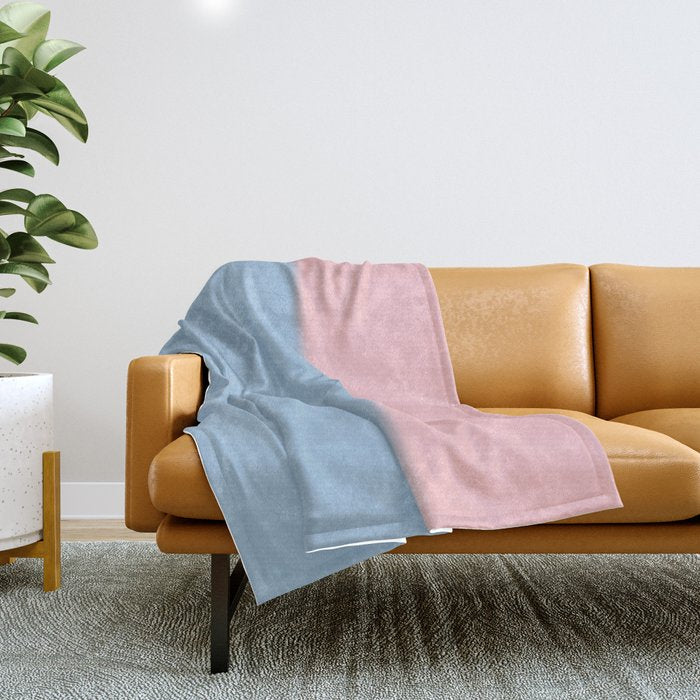 Light Blue and Baby Pink Soft Pastel Minimal Blurred Color Block Throw Blanket Gallery Image 1
