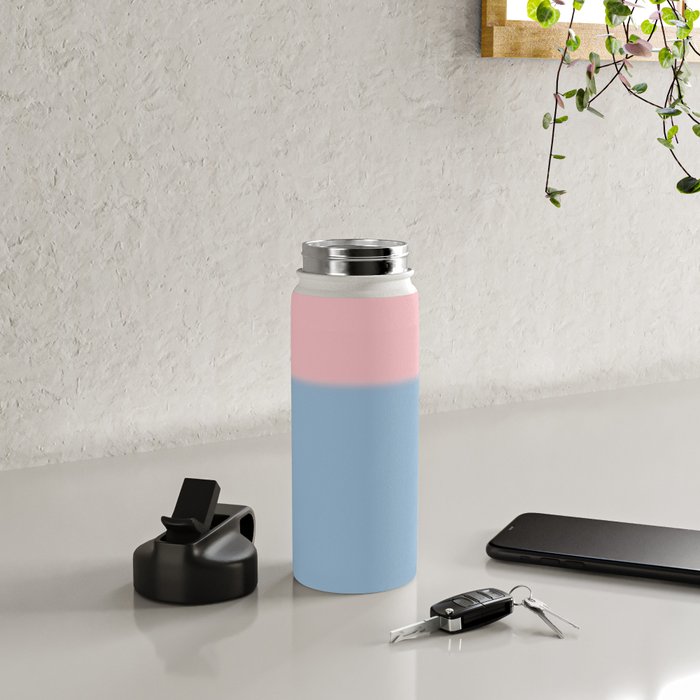 Light Blue and Baby Pink Soft Pastel Minimal Blurred Color Block Water Bottle Gallery Image 4