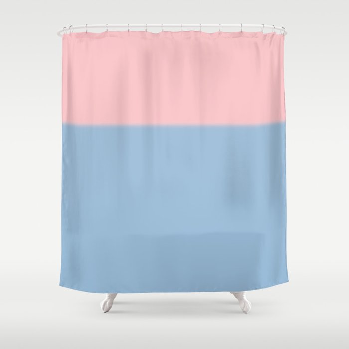 Light Blue and Baby Pink Soft Pastel Minimal Blurred Color Block Shower Curtain Gallery Image 1