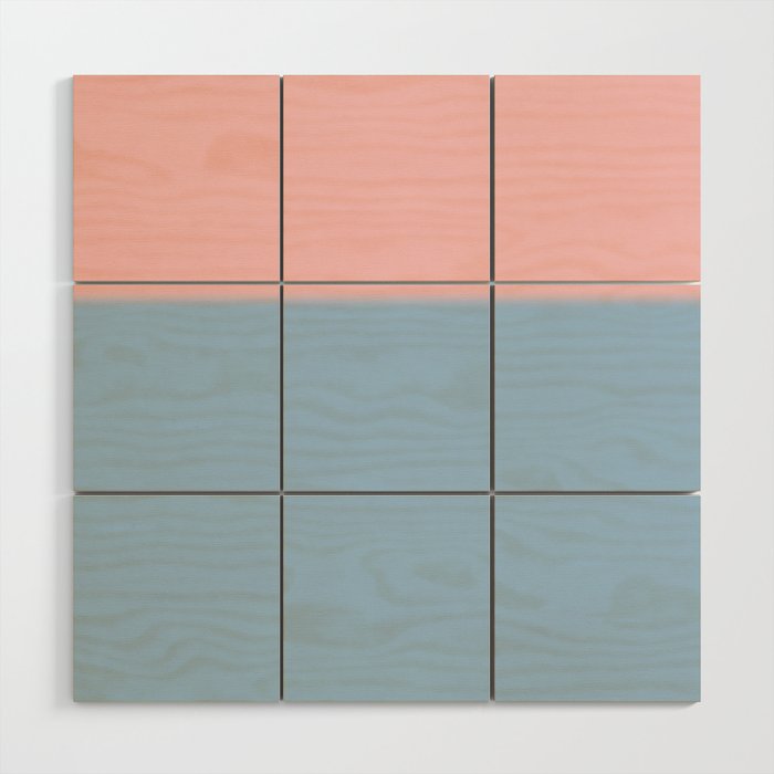 Light Blue and Baby Pink Soft Pastel Minimal Blurred Color Block Wood Wall Art Gallery Image 1