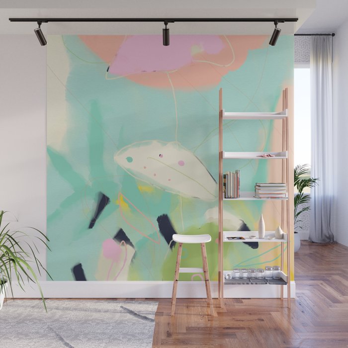 minimal floral abstract art Wall Mural Gallery Image 1