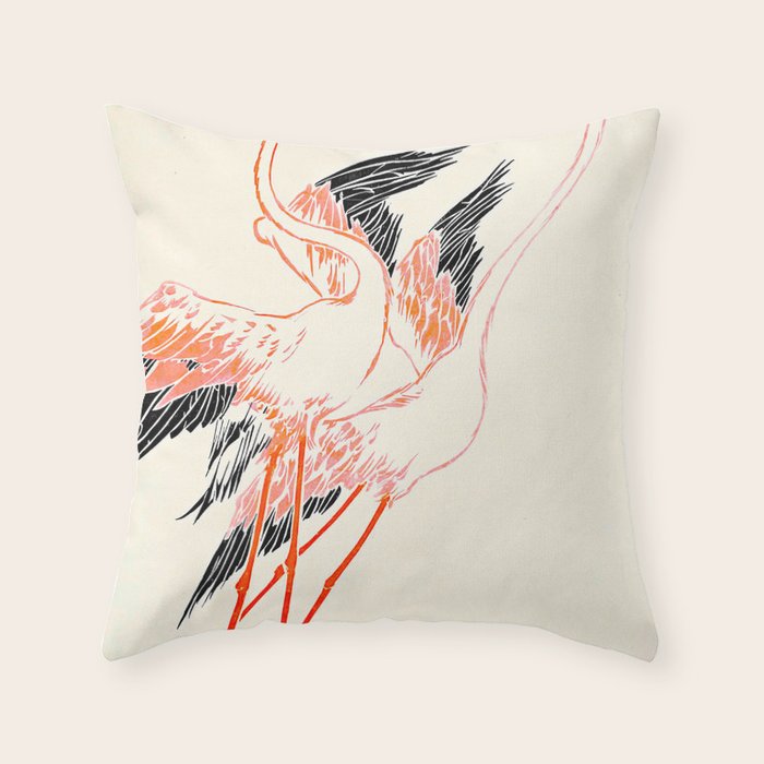 Cocorico cover 1900 Two Pink Flamingos Throw Pillow Gallery Image 1