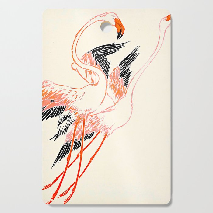 Cocorico cover 1900 Two Pink Flamingos Cutting Board Gallery Image 1
