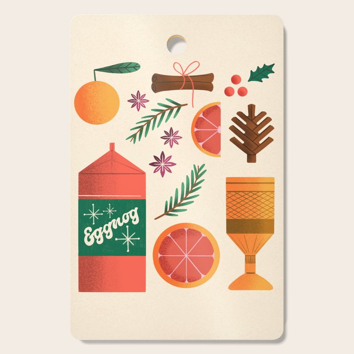 Egg Nog and Holiday Aromatic Foods Still Life Cutting Board Gallery Image 1