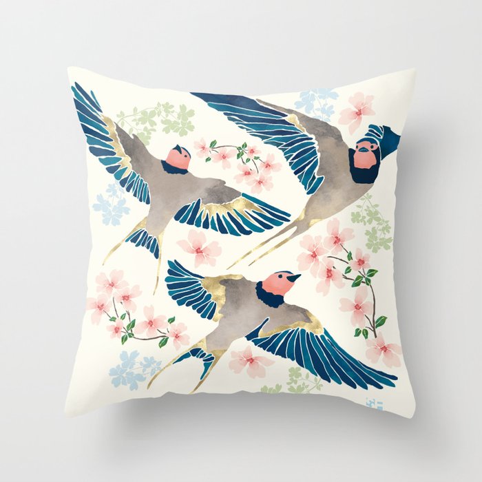 Swallows New Beginning II Throw Pillow Gallery Image 6