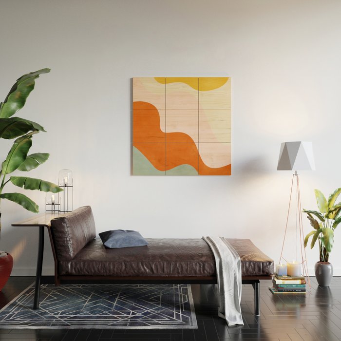 fluid waves mid century summer Wood Wall Art Gallery Image 2