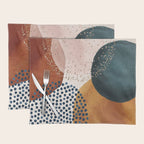 Abstract Watercolor Terracotta, Green & Blush Pink Art Print By LandSartprints Placemat Gallery Image 1