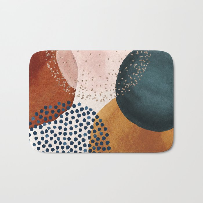 Abstract Watercolor Terracotta, Green & Blush Pink Art Print By LandSartprints Bath Mat Gallery Image 1