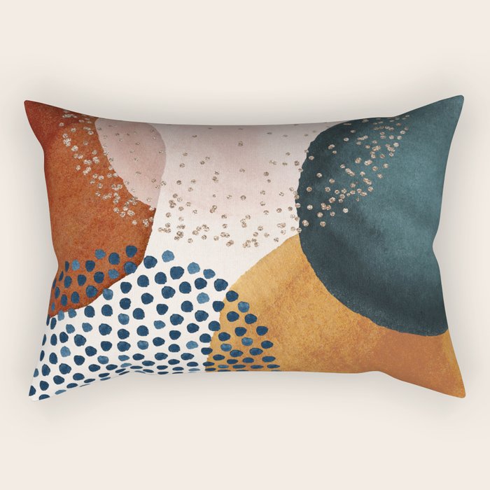 Abstract Watercolor Terracotta, Green & Blush Pink Art Print By LandSartprints Rectangular Pillow Gallery Image 2