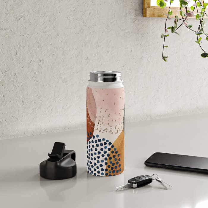 Abstract Watercolor Terracotta, Green & Blush Pink Art Print By LandSartprints Water Bottle Gallery Image 4
