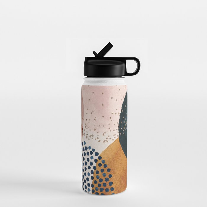 Abstract Watercolor Terracotta, Green & Blush Pink Art Print By LandSartprints Water Bottle