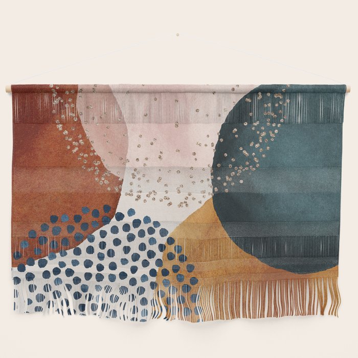 Abstract Watercolor Terracotta, Green & Blush Pink Art Print By LandSartprints Wall Hanging Gallery Image 1