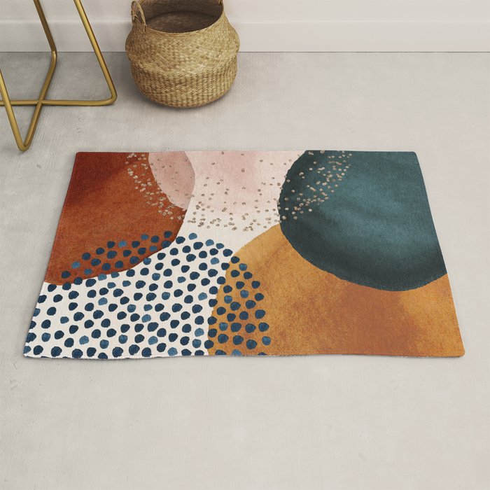 Abstract Watercolor Terracotta, Green & Blush Pink Art Print By LandSartprints Rug Gallery Image 1