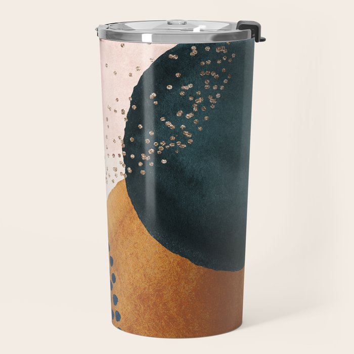 Abstract Watercolor Terracotta, Green & Blush Pink Art Print By LandSartprints Travel Mug Gallery Image 2