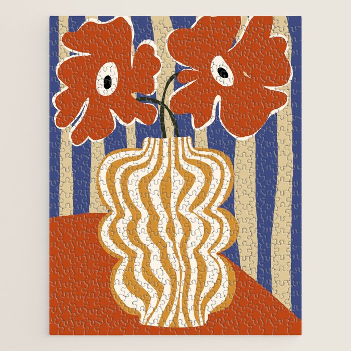 Holiday Stripe flower vase Jigsaw Puzzle Gallery Image 1