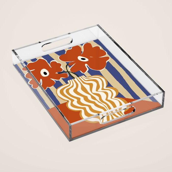 Holiday Stripe flower vase Acrylic Tray Gallery Image 1