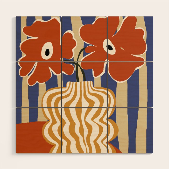 Holiday Stripe flower vase Wood Wall Art Gallery Image 1