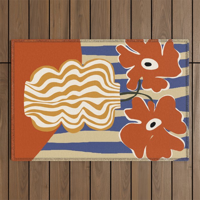 Holiday Stripe flower vase Outdoor Rug Gallery Image 1