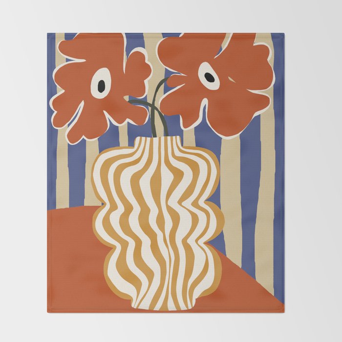 Holiday Stripe flower vase Throw Blanket Gallery Image 2