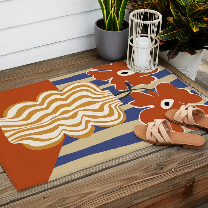 Holiday Stripe flower vase Outdoor Rug Gallery Image 2