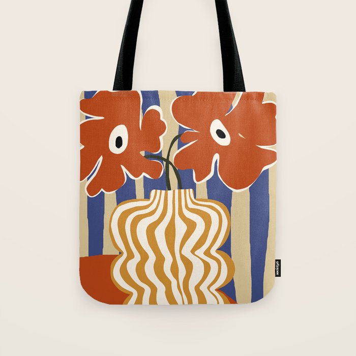 Holiday Stripe flower vase Tote Bag Gallery Image 1