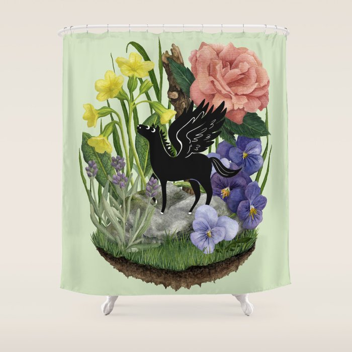 Tiny Pegasus Shower Curtain Gallery Image 1