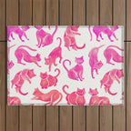 Cat Positions - Pink OmbrÃ© Palette Outdoor Rug Gallery Image 1