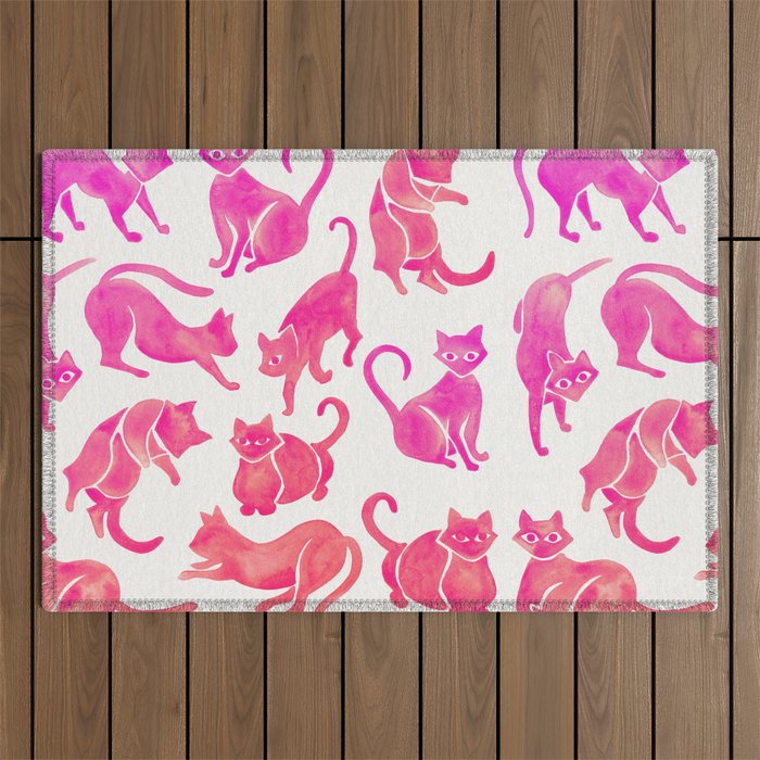 Cat Positions - Pink OmbrÃ© Palette Outdoor Rug Gallery Image 1