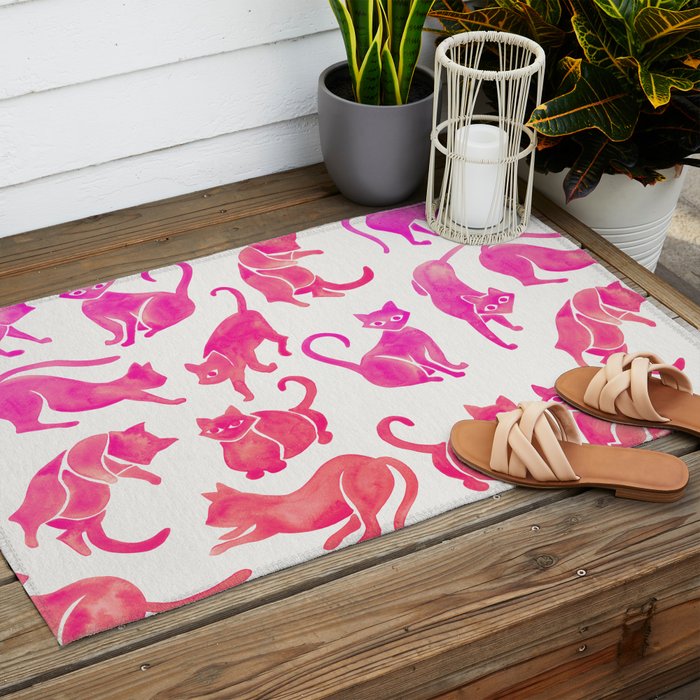 Cat Positions - Pink OmbrÃ© Palette Outdoor Rug Gallery Image 2