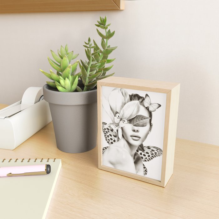 PORTRAIT /Woman with flower and butterflies Mini Art Print Gallery Image 2