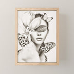 PORTRAIT /Woman with flower and butterflies Mini Art Print Gallery Image 1